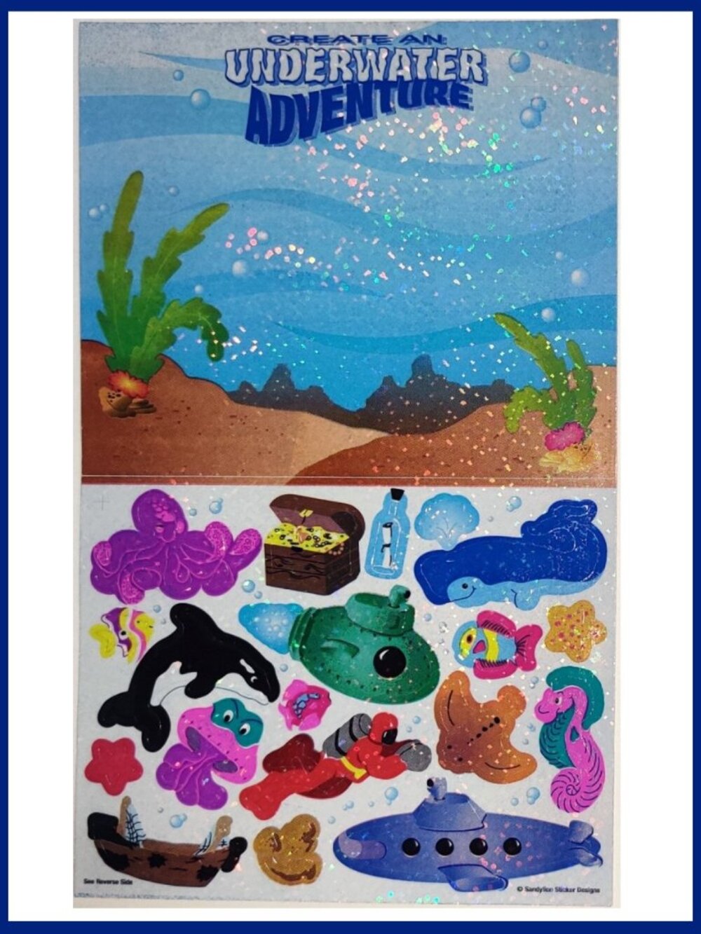 Vintage 1997 Sandylion 'Create an Underwater Adventure' Stickers Activity Sheet